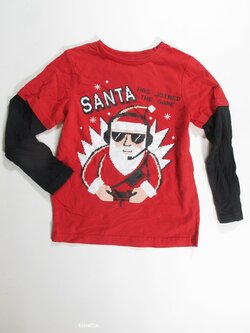 Triko dl.rukáv černo červené vánoční secondhand Triko dl.rukáv černo červené vánoční secondhand