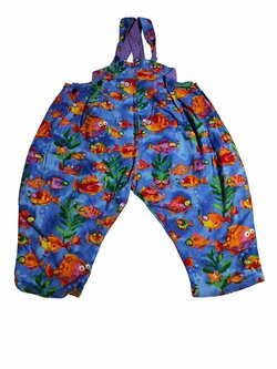 Kalhoty s laclem pro kluky modré s rybami secondhand Kalhoty s laclem pro kluky modré s rybami secondhand