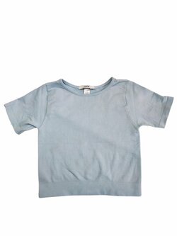 Žebrované modré crop triko s krátkým rukávem pro holky secondhand