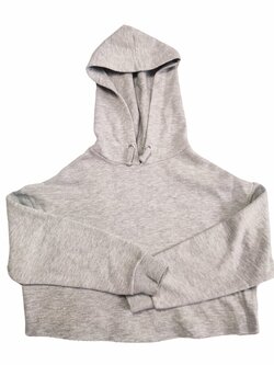 Crop mikina šedá s kapucí pro holky outlet