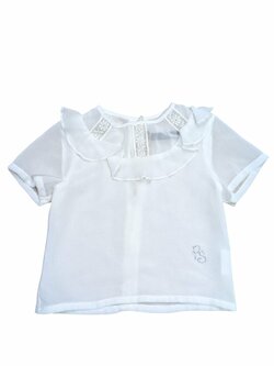 Bílá halenka s krátkým rukávem s volánky outlet Bílá halenka s krátkým rukávem s volánky outlet