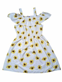 Letní bílé šaty se slunečnicemi secondhand Letní bílé šaty se slunečnicemi secondhand