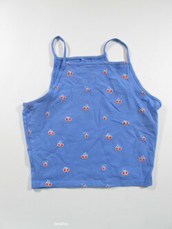 Triko modré s třešničkami crop secondhand Triko modré s třešničkami crop secondhand