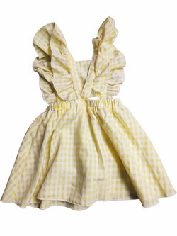 Žlutá kostkovaná sukně na ramínkách secondhand Shein