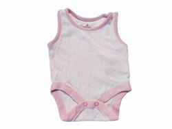 Body pro holky krátké bílo-růžové s puntíky secondhand Body pro holky krátké bílo-růžové s puntíky secondhand