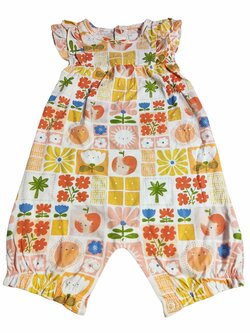 Jarní overal kostkovaný s obrázky pro holky outlet TU