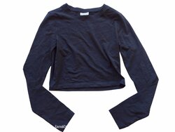 Černý crop top s dlouhým rukávem pro holky secondhand girlswear