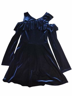 Semišové šaty tmavě modré dlouhý rukáv secondhand Next