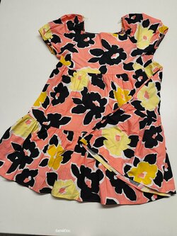 Šaty růžové s květinami kr. rukáv secondhand Šaty růžové s květinami kr. rukáv secondhand