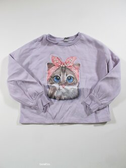 Fialová mikina s kočičkou second hand Fialová mikina s kočičkou second hand