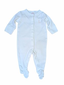 Bílé dupačky s malým obrázkem žirafy pro kluky secondhand Next