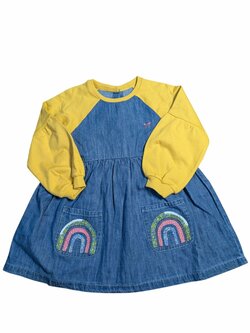 džínové šaty se žlutými rukávy pro holky secondhand next