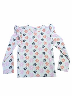 Bílé tričko s kytičkami a dlouhým rukávem pro holky secondhand River island