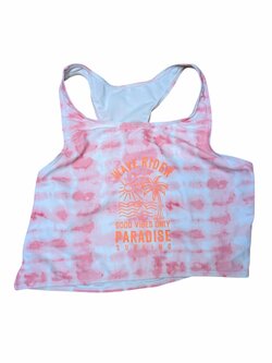 Růžovo bílé tílko s oranžovým nápisem pro holky outlet Primark