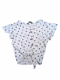 Bílý crop top s černými puntíky pro holky secondhand Primark Bílý crop top s černými puntíky pro holky secondhand Primark