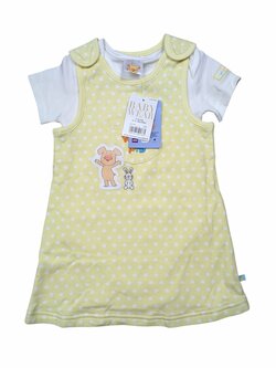 Žluté šaty puntíkaté s body pro holky outlet Wibbly Pig