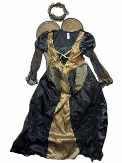 Černo zlaté šaty s křídly a čelenkou pro holky secondhand TU