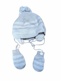 Čepice a rukavice šedo modré pro kluky outlet Obaibl
