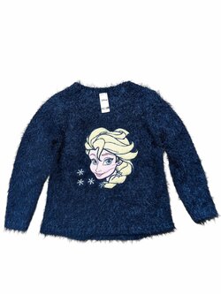Modrý chlupatý svetr Elsa Ledové království secondhand Disney Modrý chlupatý svetr Elsa Ledové království secondhand Disney
