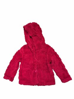 Červený chlupatý kabát pro holky secondhand Červený chlupatý kabát pro holky secondhand