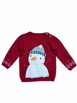 Červený svetr se sněhulákem secondhand George