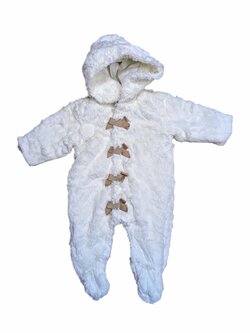 Bílá zimní kombinéza chlupatá pro holky secondhand mamas&papas