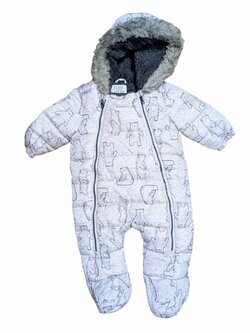 Šedá zimní kombinéza s obrázky pro kluky secondhand F&F Šedá zimní kombinéza s obrázky pro kluky secondhand F&F