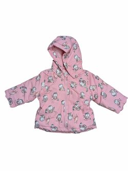 Růžová zimní bunda obrázková se šustem pro holky secondhand Nameit Růžová zimní bunda obrázková se šustem pro holky secondhand Nameit