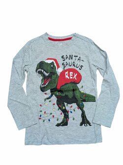 Šedé triko s vánočním Trexem pro kluky secondhand Nutmeg Šedé triko s vánočním Trexem pro kluky secondhand Nutmeg