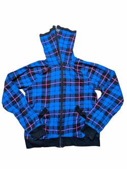 Modrá mikina kostkovaná pro holky secondhand CrashOne Modrá mikina kostkovaná pro holky secondhand CrashOne