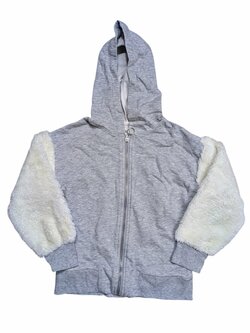 Šedá mikina s chlupatým rukávem pro holky secondhand River Island Šedá mikina s chlupatým rukávem pro holky secondhand River Island