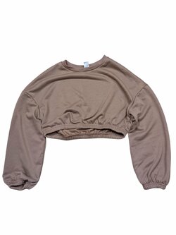 Hnědá crop mikina slabší pro holky secondhand Shein Hnědá crop mikina slabší pro holky secondhand Shein