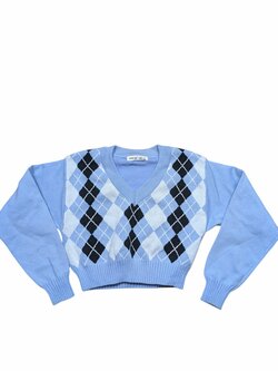 Světle modrý svetr se vzorem pro kluky secondhand Shein