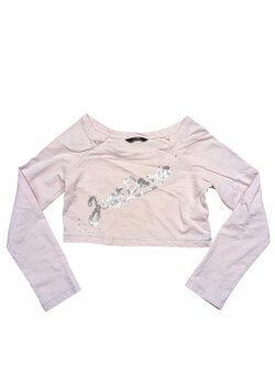 Růžové crop triko s nápisem pro holky secondhand George Růžové crop triko s nápisem pro holky secondhand George