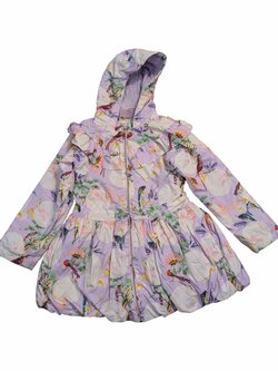 Světle fialová jarní dlouhá bunda s obrázky pro holky secondhand Baker Světle fialová jarní dlouhá bunda s obrázky pro holky secondhand Baker