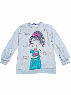 Světle šedá mikina s potiskem pro holky outlet Světle šedá mikina s potiskem pro holky outlet