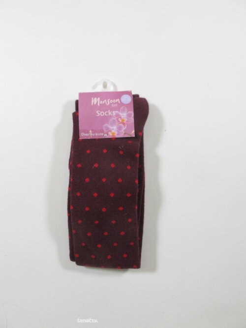 Punčocháče s puntíkem vínové outlet