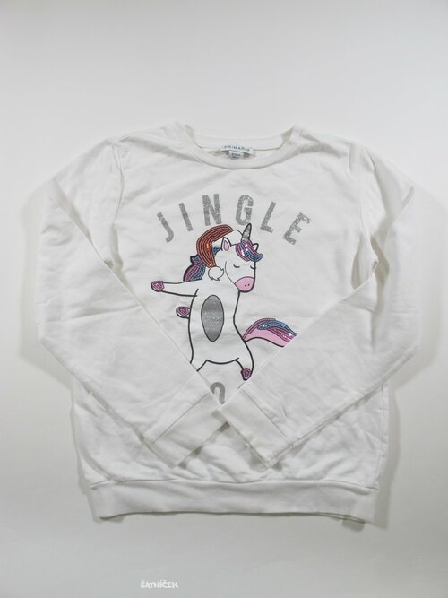 Bílá mikina s jednorožcem second hand