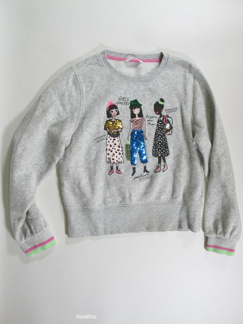 Mikina šedá s obrázky pro holky secondhnad