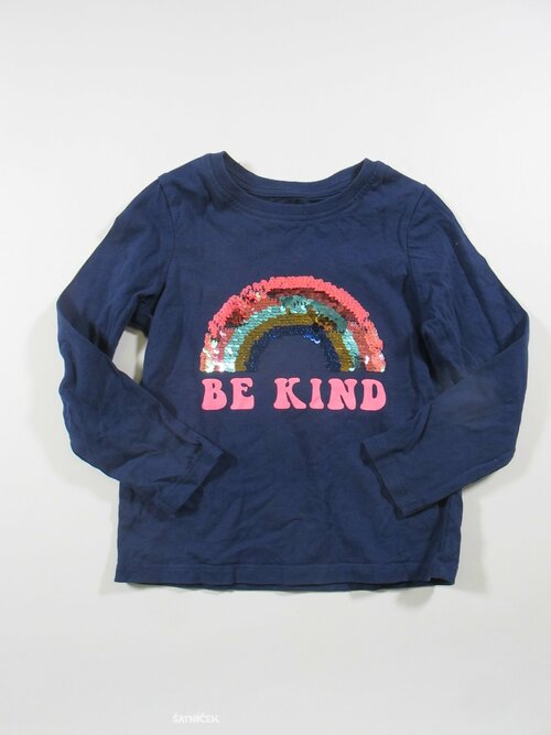 Modré triko s flitry dr rukáv secondhand