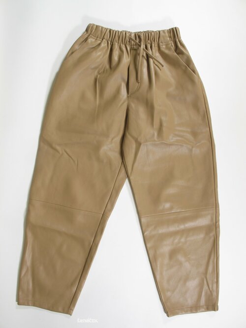 Koženkové hnědé kalhoty pro holky secondhand