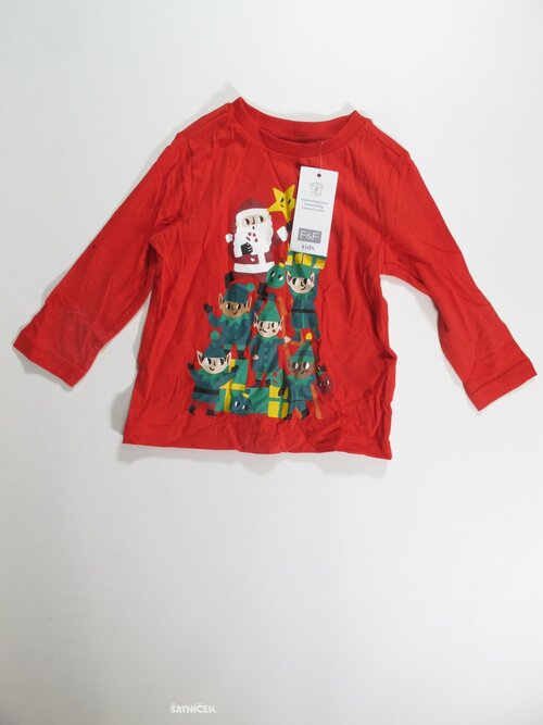 Triko dl.rukáv červené vánoční outlet