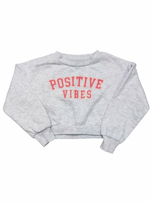 Crop mikina šedá pro holky s nápisem secondhand