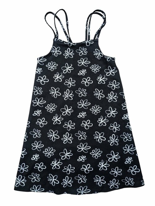 Černé šaty na ramínkách s kytičkami secondhand