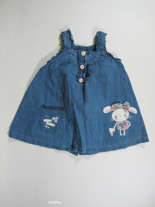 Modré džínové šaty na ramínka secondhand