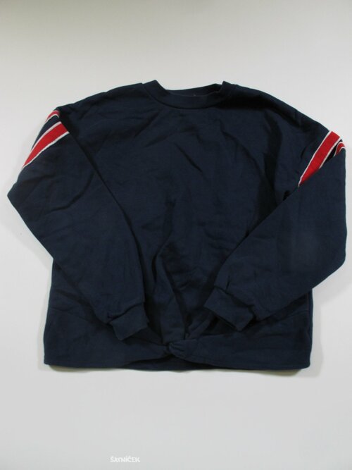 Modrá mikina s pruhy crop secondhand