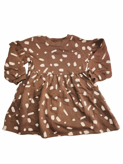 Jarní hnědé mikinové šaty se vzorem pro holky secondhand Next