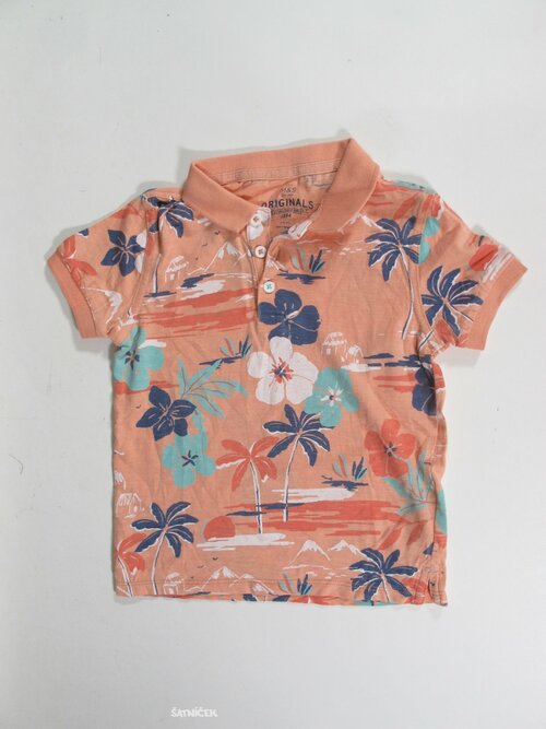 Triko pro kluky lososové s kytkami secondhand