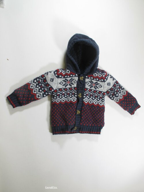 Svetr pro kluky modro šedo červený secondhand
