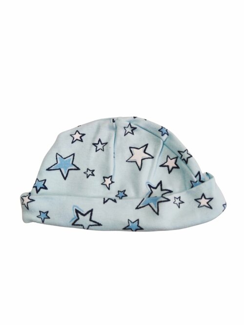 Modrá novorozenecká čepička s hvězdami secondhand